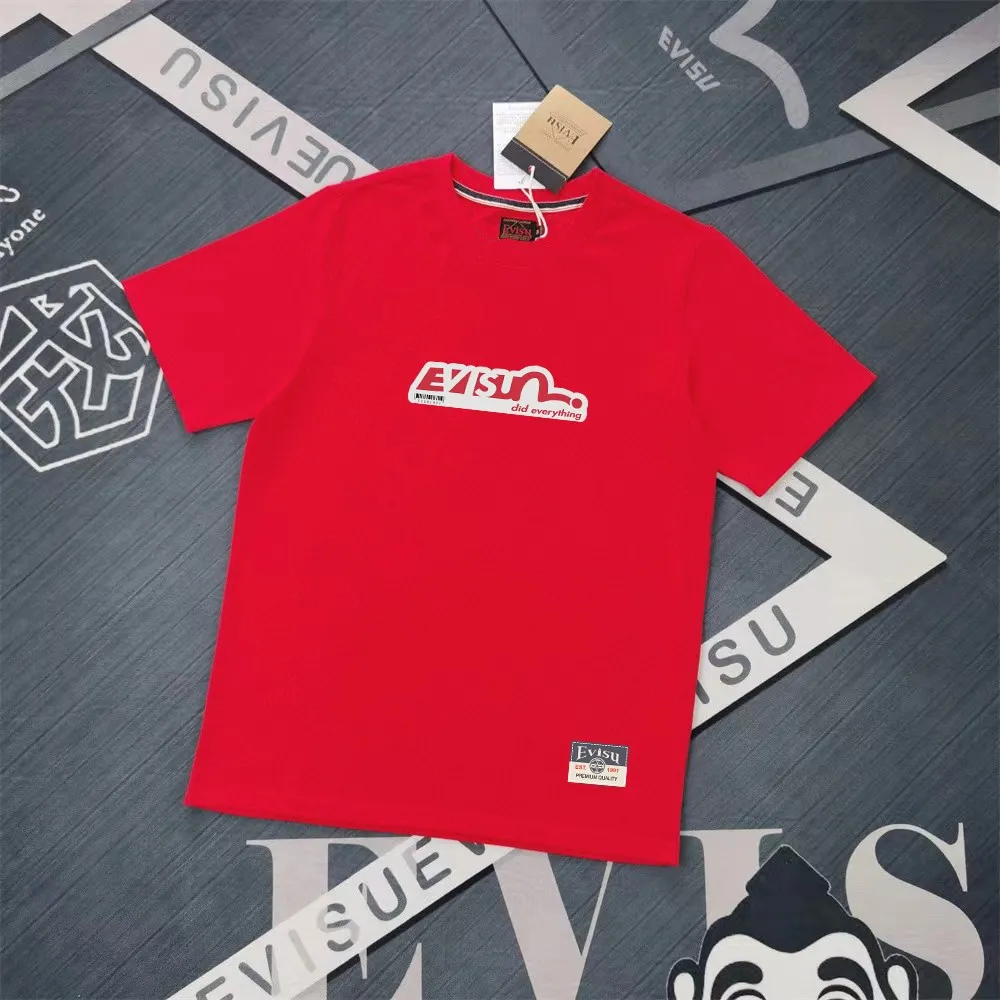 Evisu 2025New Arrival T ⚠ Quality⚠ Same Style T 。 ，Black S-XXL，White S-XXL，Gray M-XXL，Red S-XXL， Red M-XXL Blue M-XXL